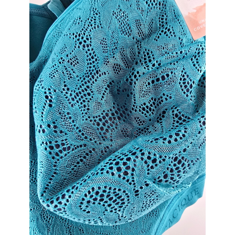 Cacique Teal Blue Lace Unlined Full Coverage No-Wire Bra 50DDD S6117 NEW - Picture 4 of 7